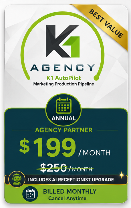 K1 Agency promotional graphic emphasizing exclusive partner slots